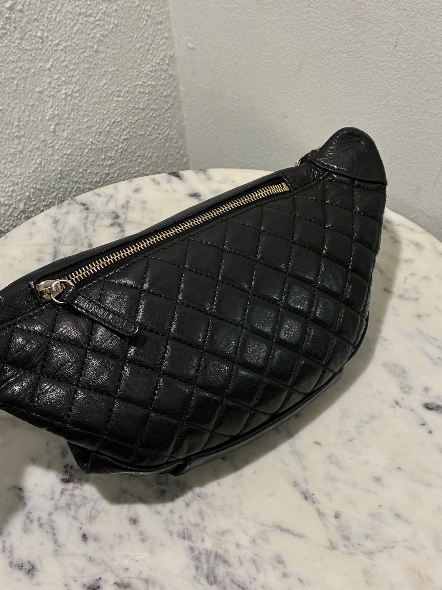 Chanel Crossbody / Bumbag - Black Lambskin with Gold Hardware