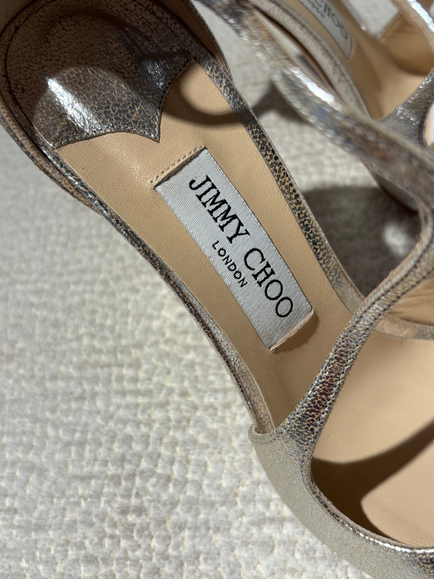 Jimmy Choo Heels – Silver Leather - EU 39