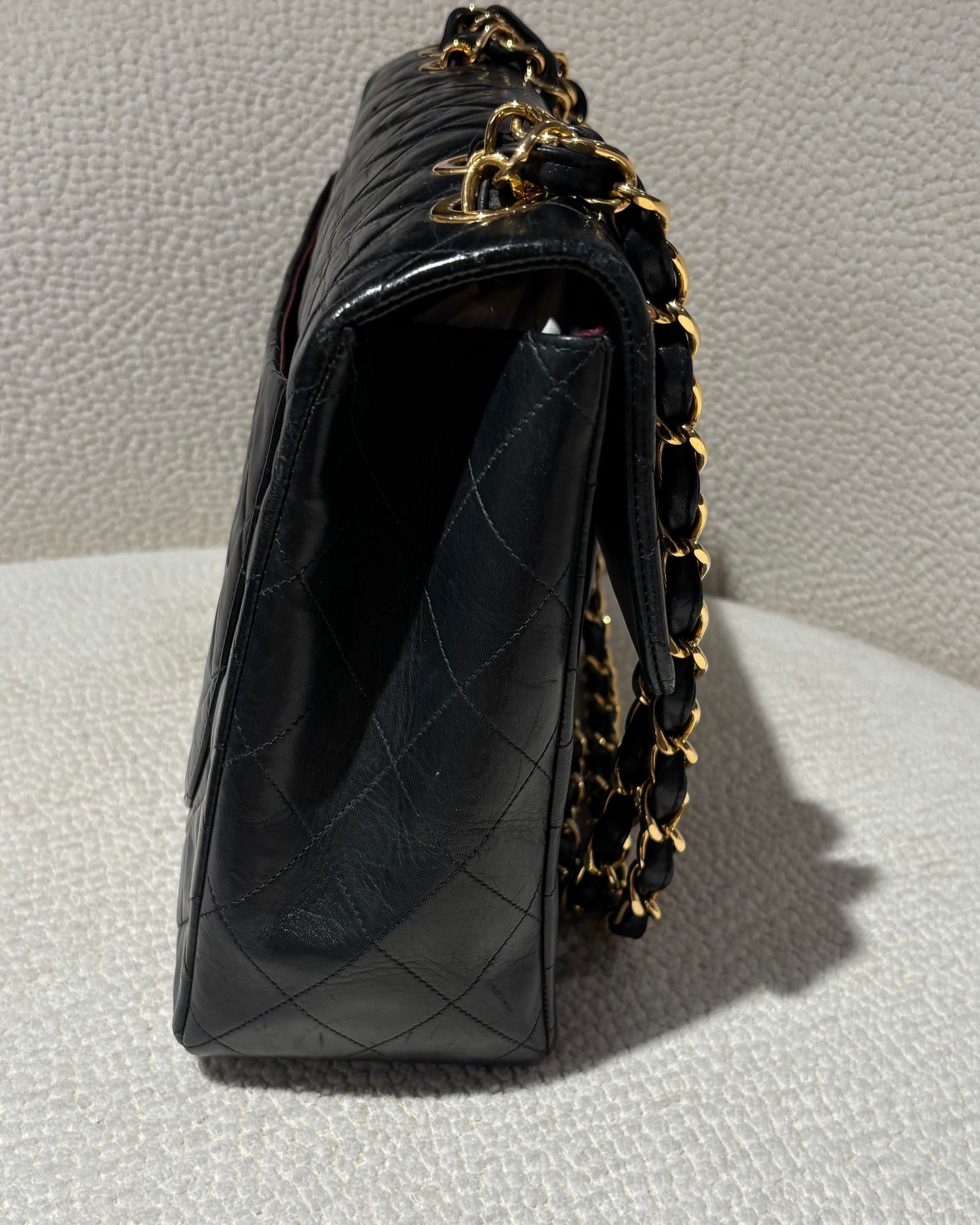 Chanel Vintage XL Classic Flap Bag – Black Lambskin & 24K Gold Hardware