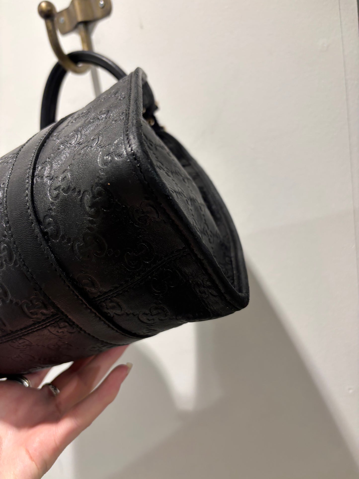 Gucci Guccissima Bag - Black Monogram Leather & Gold Hardware