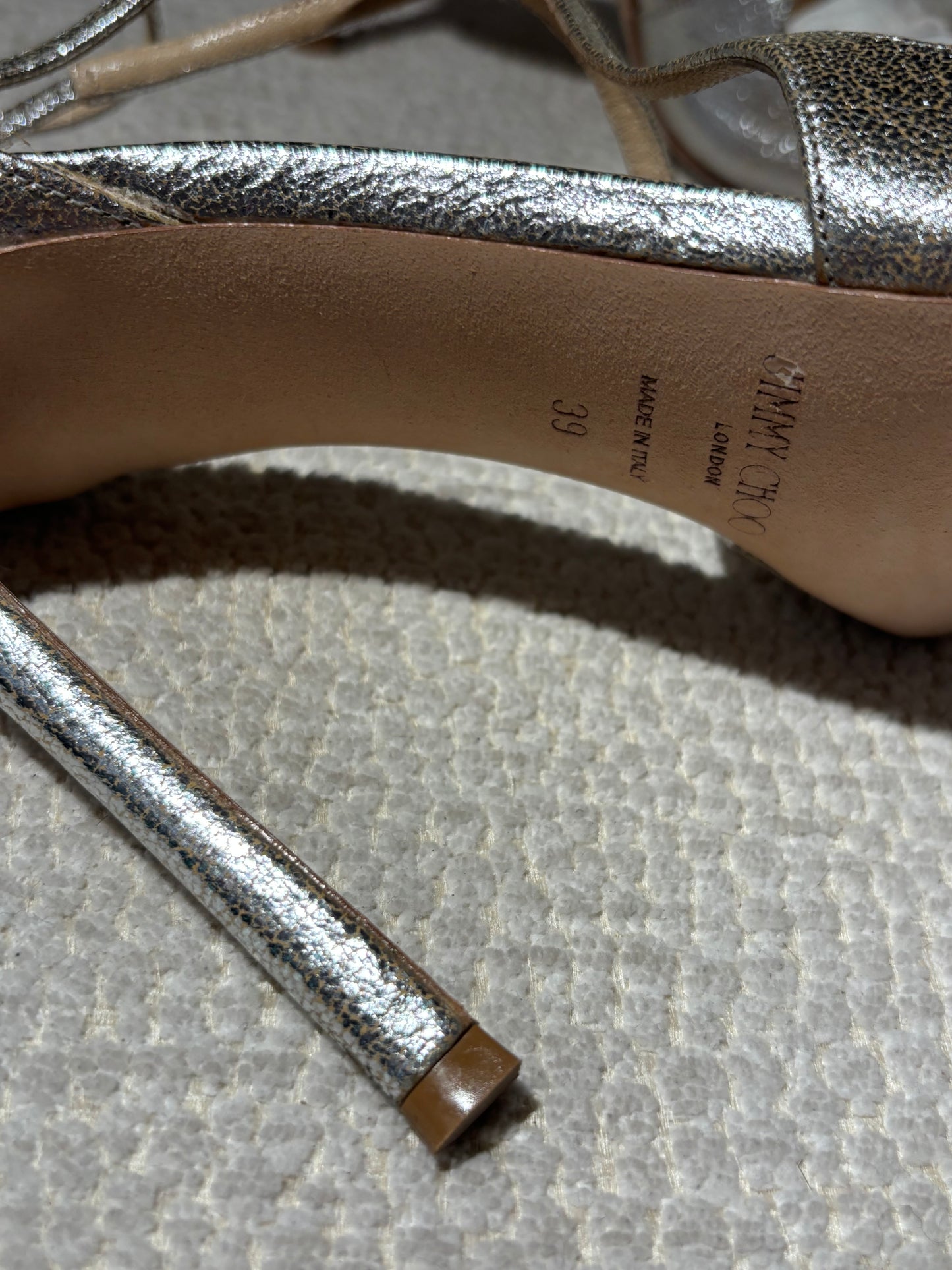 Jimmy Choo Heels – Silver Leather - EU 39
