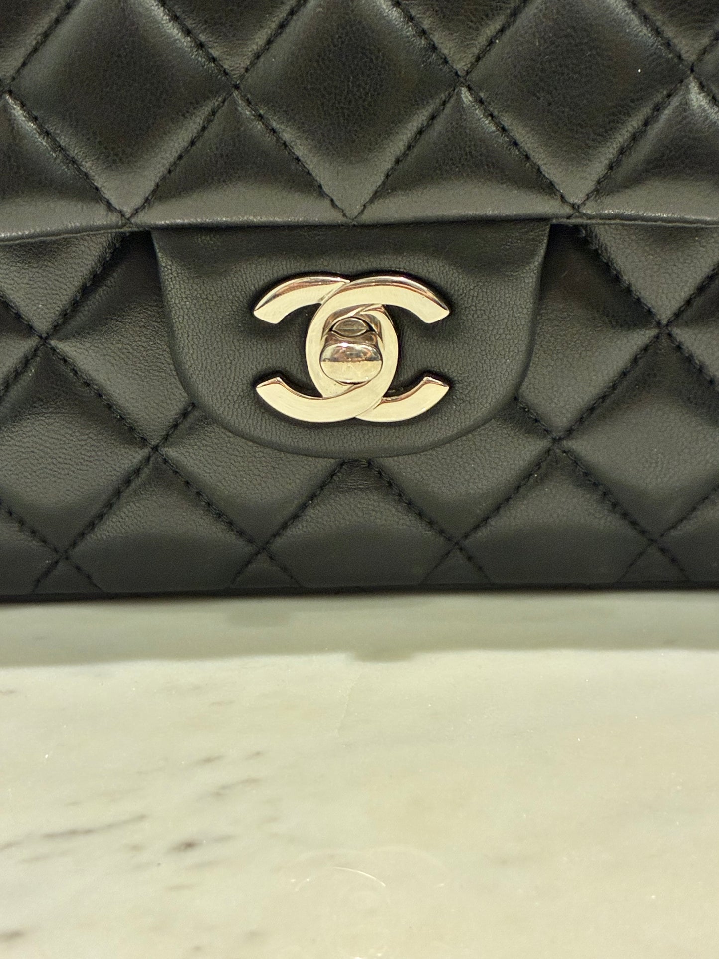 Chanel Classic Flap Medium - Black Lambskin & Silver Hardware - 2020 - FULL SET!