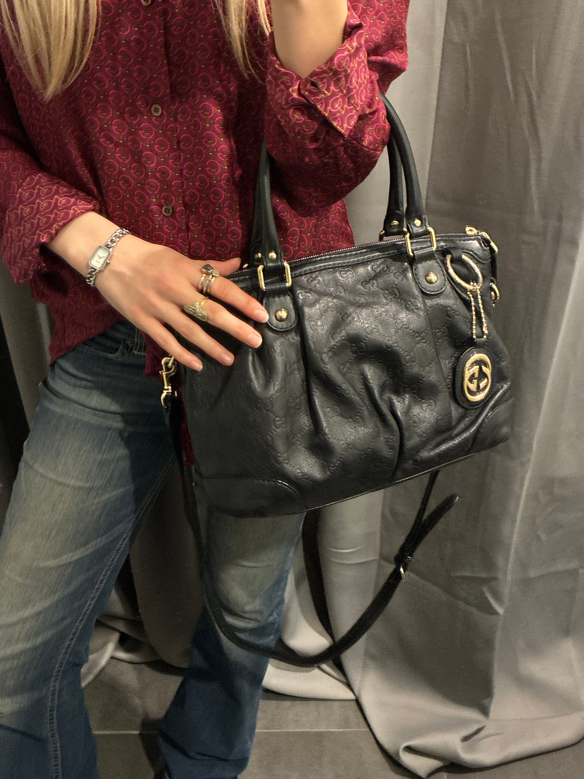 Gucci Guccissima Bag – Black Leather & Gold Hardware