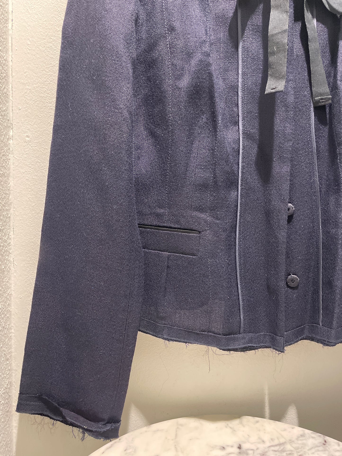 Prada Lightweight Textured Ribbon Jacket – Navy – IT48/EU44