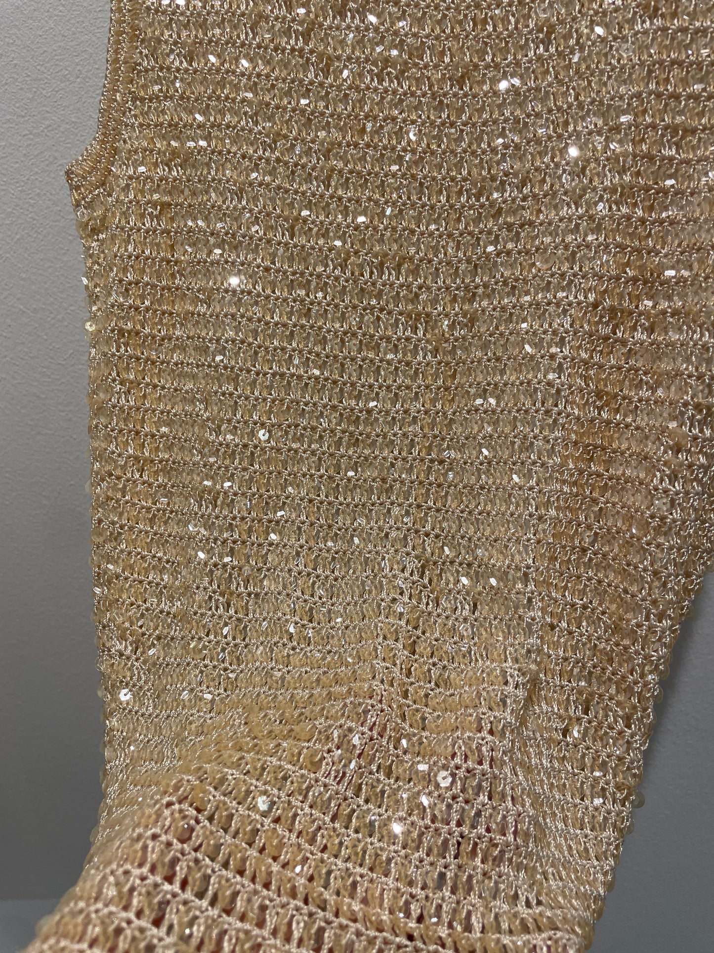 Ilse Jacobsen  - top - crocheted ecru with neutral gold sequin - S/M