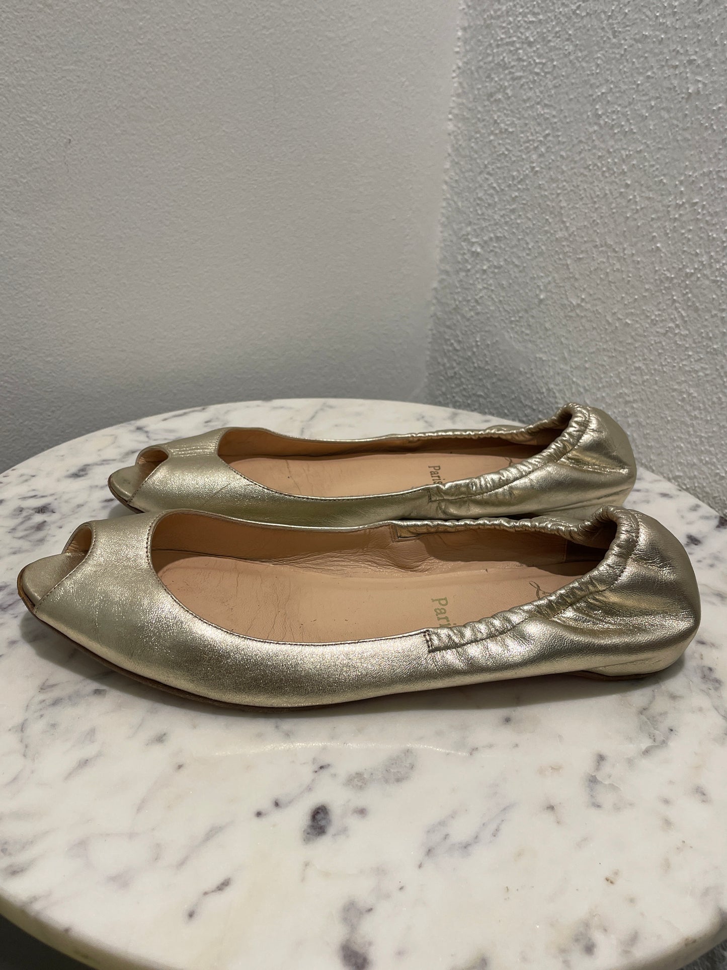 Christian Louboutin Ballerinas - Gold Leather - Open toe - 40