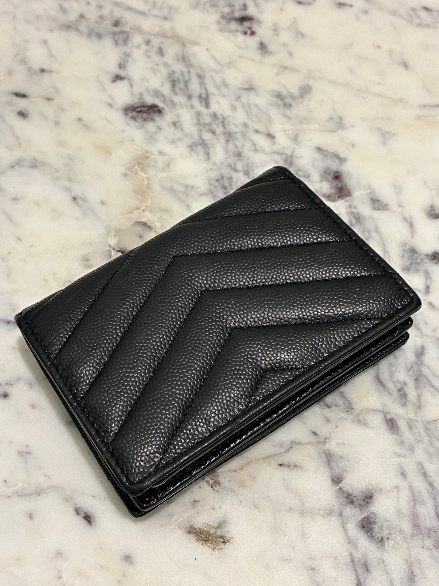 YSL Wallet - Black Calfskin & Silver Logo
