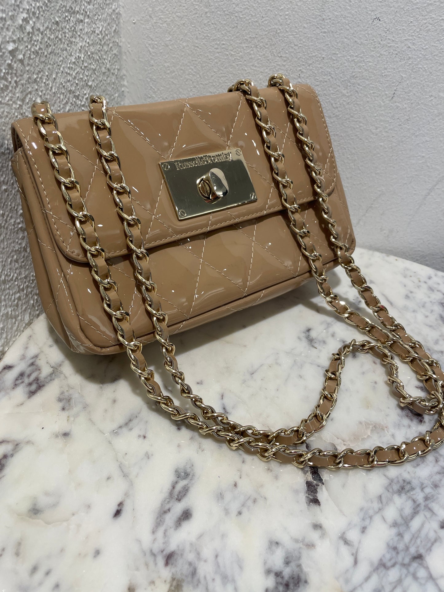 Russell & Bromley Quincemini Patent Leather Bag – Nude