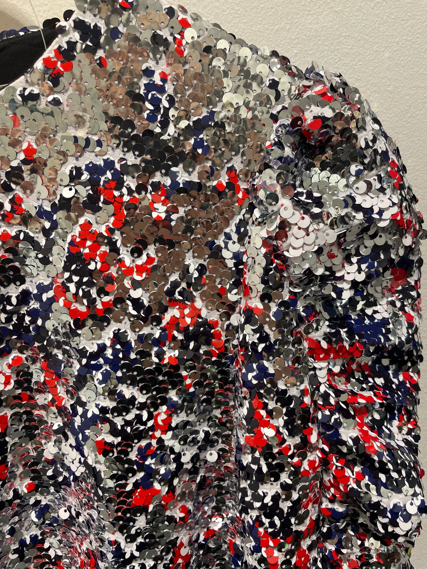 Malene Birger paillet dress - white, silver, red - EU34