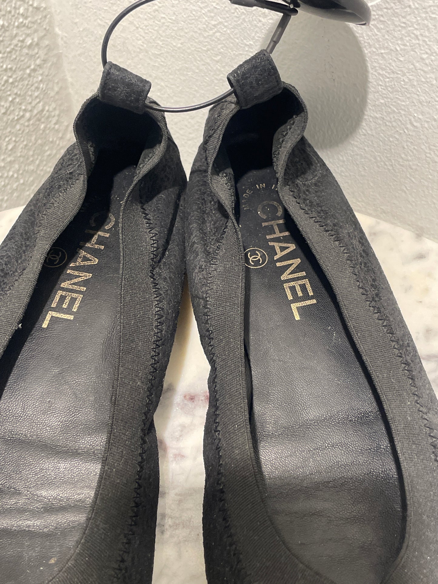 Chanel Ballerinas – Black Stretch with Elastic Trim - EU 38,5 C