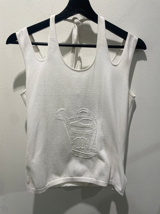 Chanel Top – Cotton Knit & Watering Can in White – EU 40