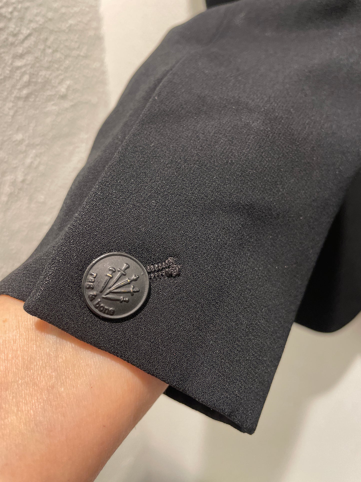 Rag & Bone — Tailored Black Blazer with Ribbed and Crest Button Details - S