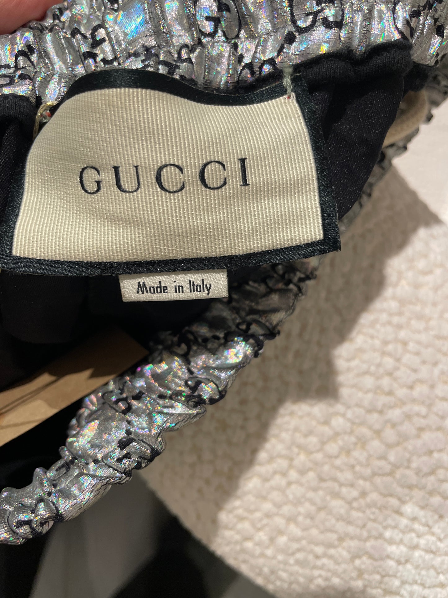 Gucci - Silver monogram pants with iridescent finish - S/M