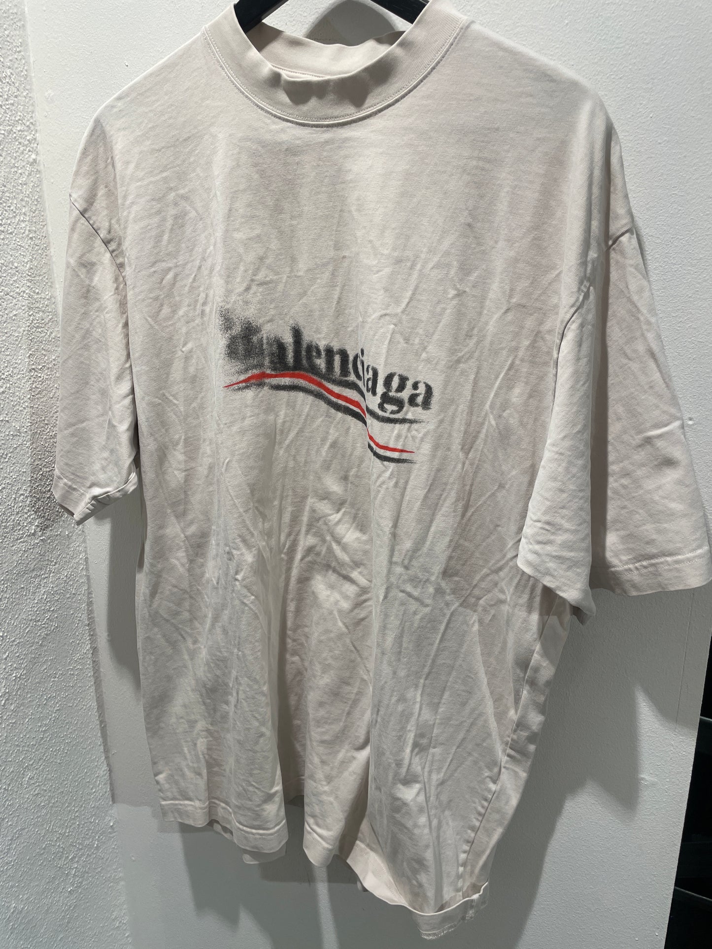 Balenciaga - Logo Tee - Offwhite w. spray - Medinas Wardrobe - S