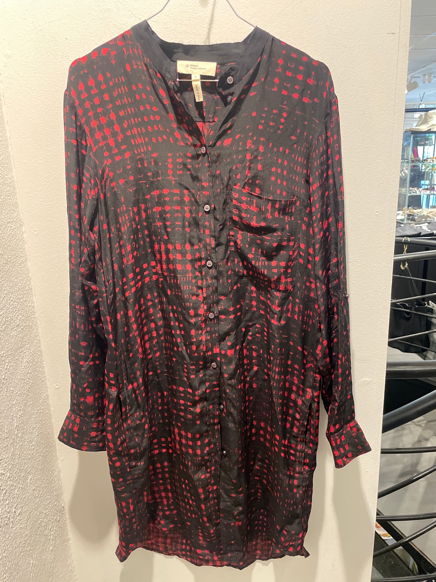 Isabel Marant Étoile Silk Shirt Dress – Black & Red - M