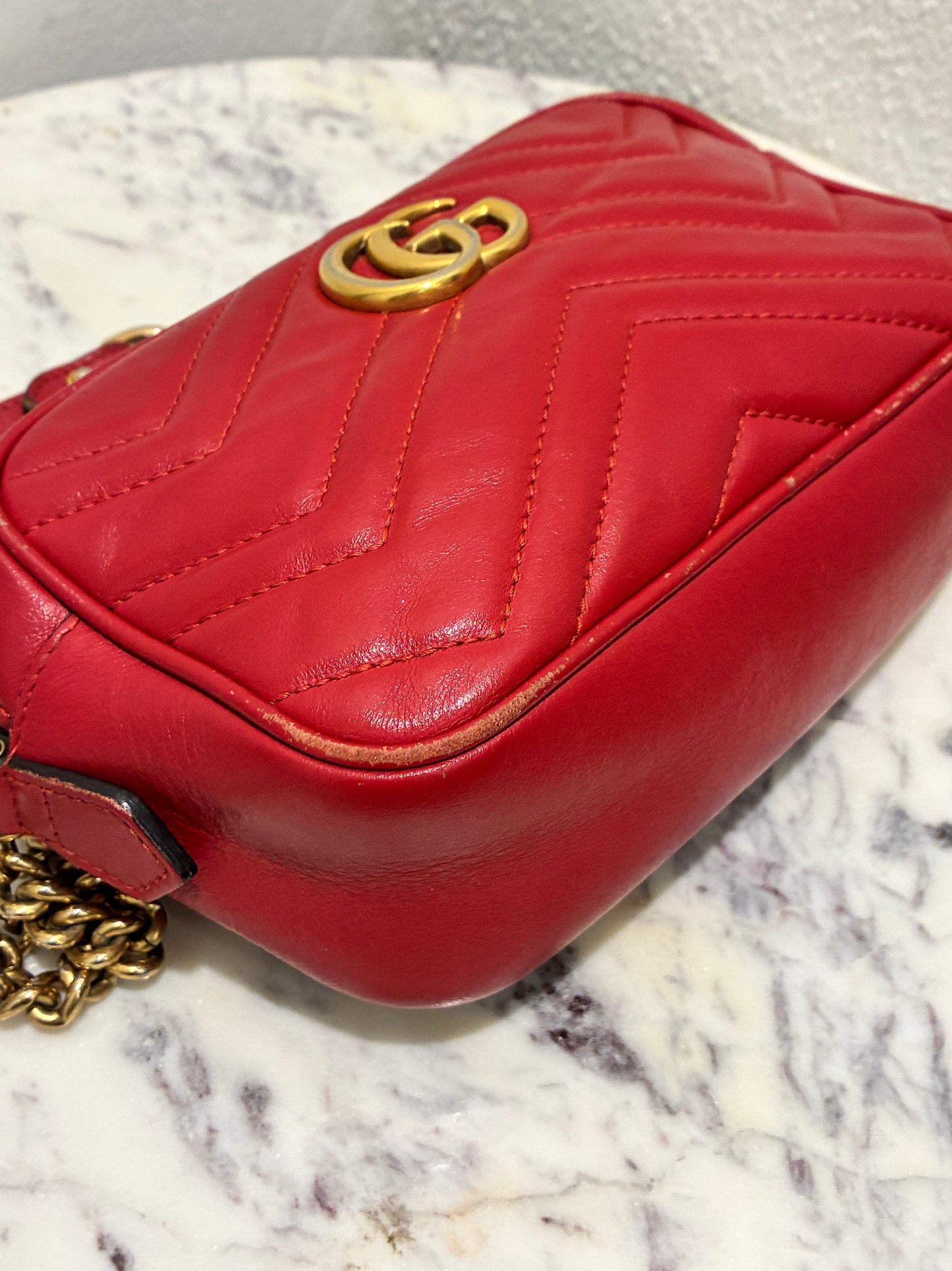 Gucci Mini Marmont Bag - Red Leather & Gold Hardware