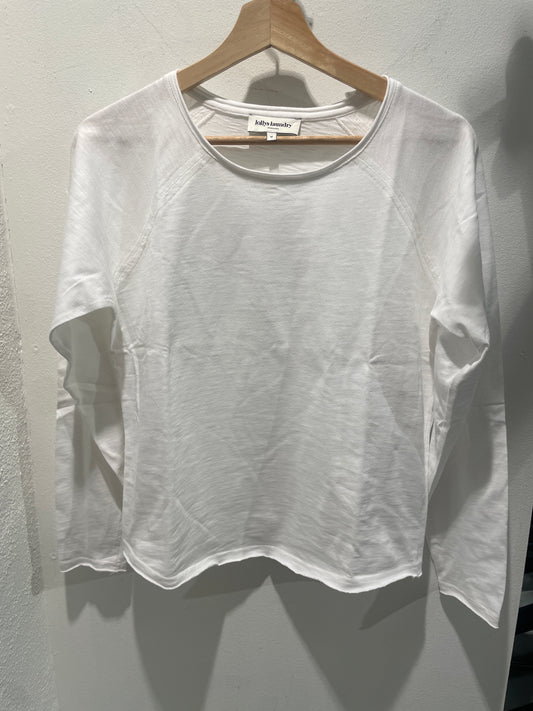 Lollys Laundry – Long-Sleeved White Basic Tee with Double-Layered Edge - M