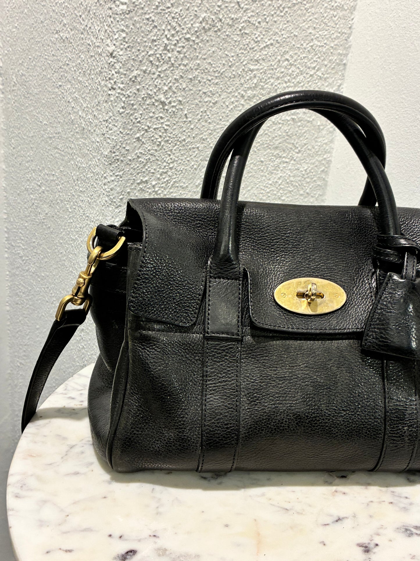 Mulberry Small Bayswater Satchel - Black Calfskin & Gold Hardware