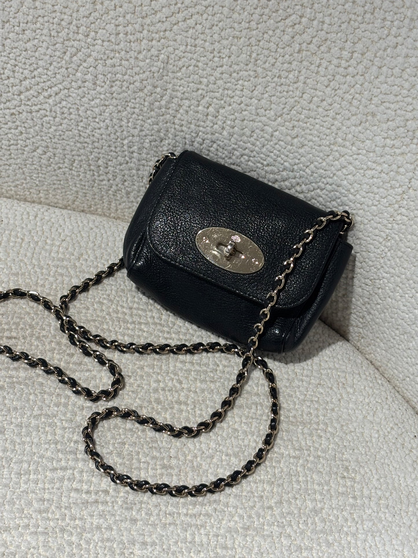 Mulberry Bag - Mini Lily - Black Grained Leather & Gold Hardware
