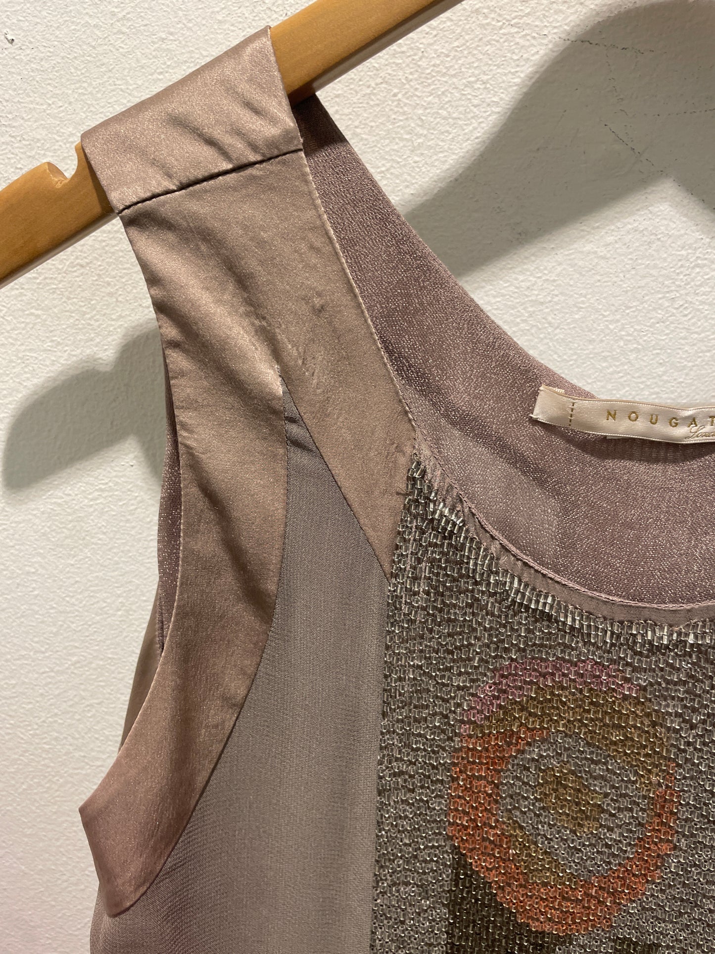 NOUGAT London - silk dress w beads -S/M
