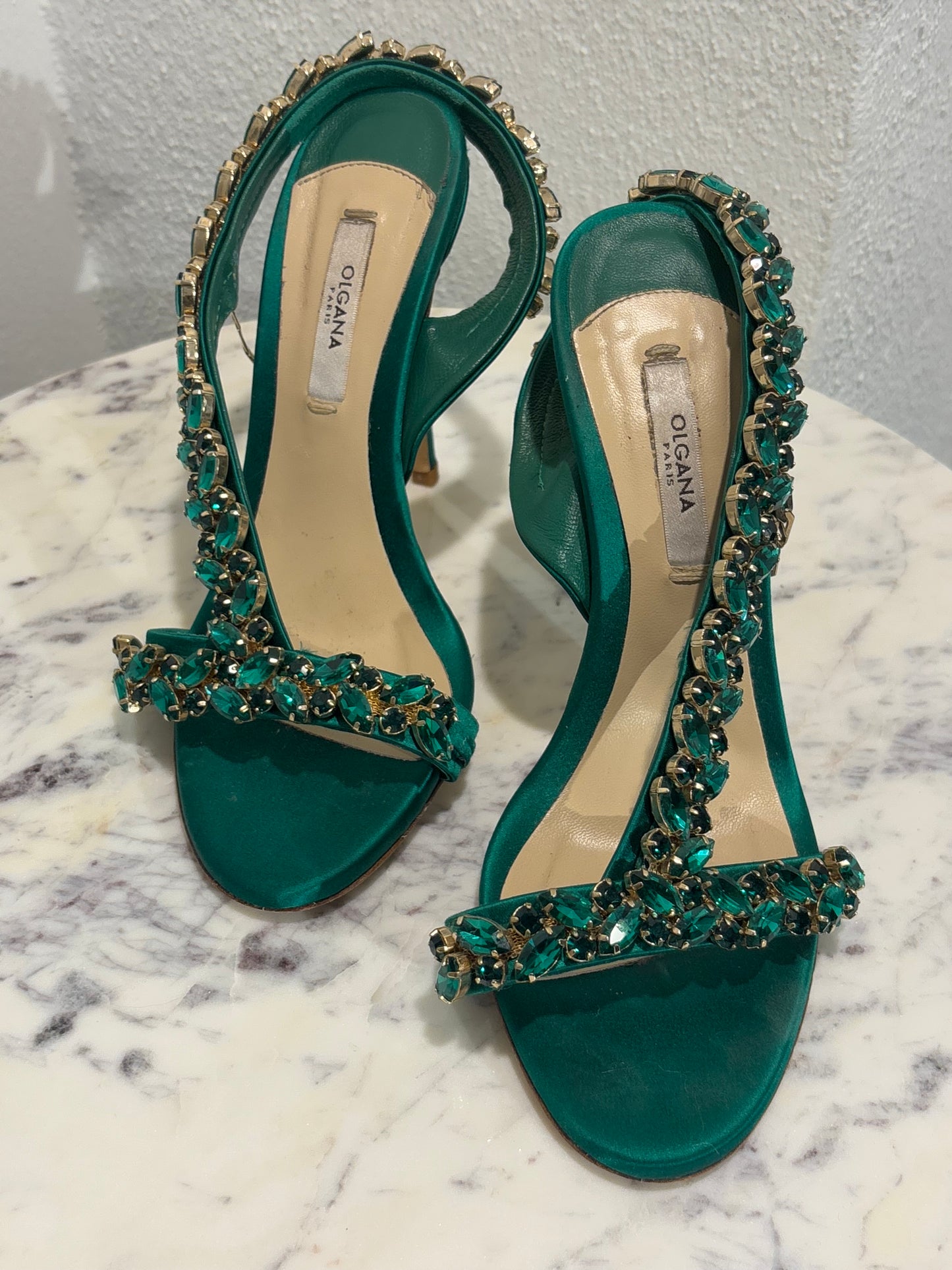 Olgana Paris - Heels - Satin & Crystals - 38 - Medinas Wardrobe