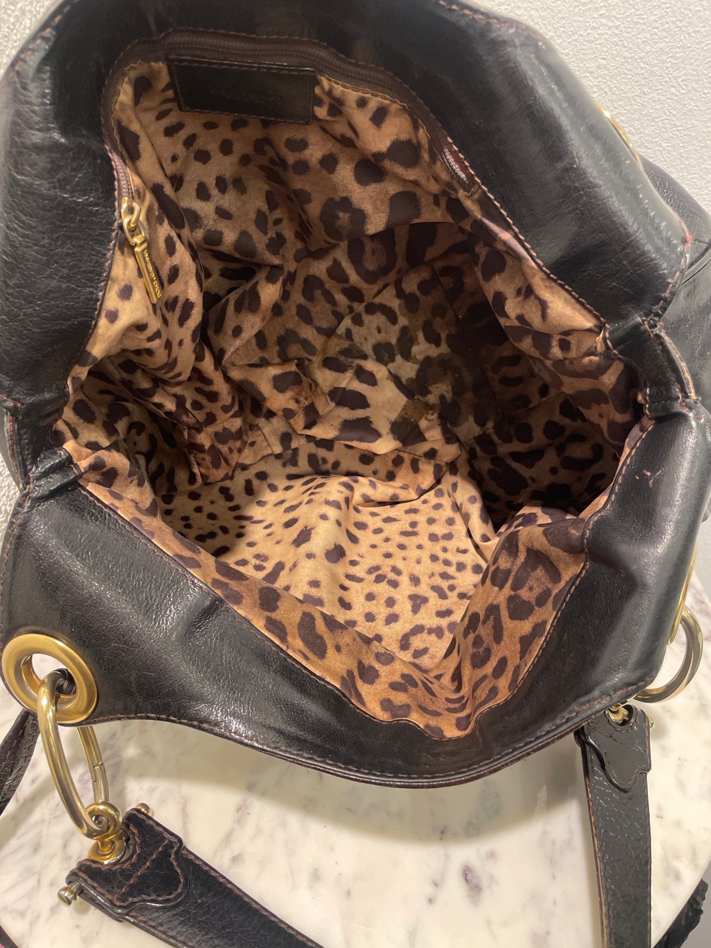 Dolce & Gabbana Vintage Distressed Leather Hobo Bag