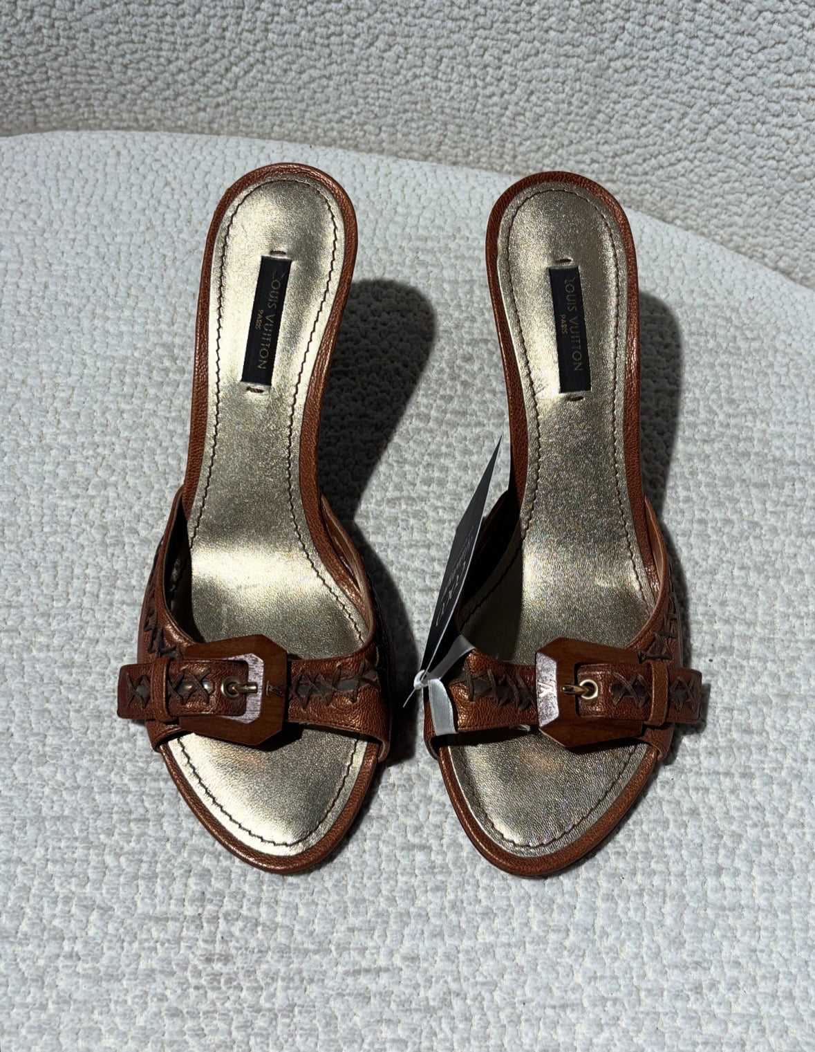 Louis Vuitton Heeled Sandals – Brown Leather with LV Buckle - EU 37.5