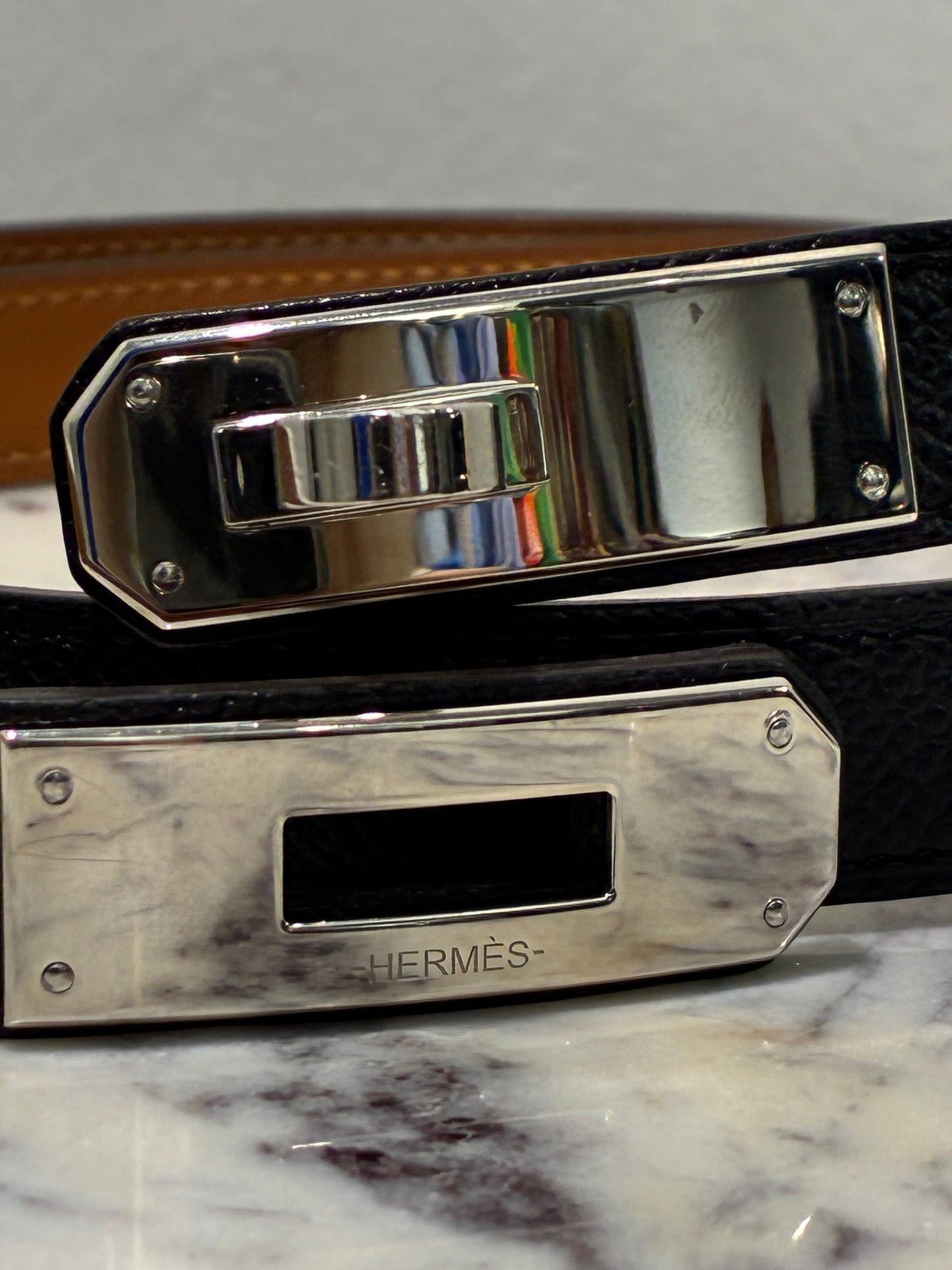 Hermès Kelly 18 Belt – Black Epsom Leather & Palladium Hardware - Medina’s Wardrobe