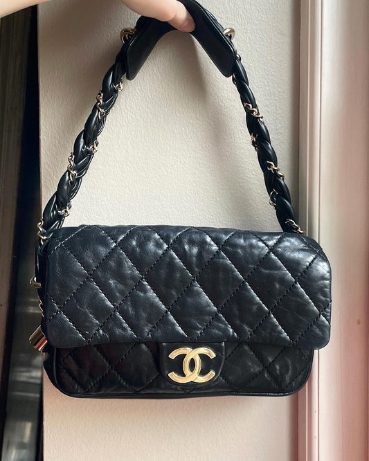 Chanel taske - Light Gold Hrdw. - sort lammeskind