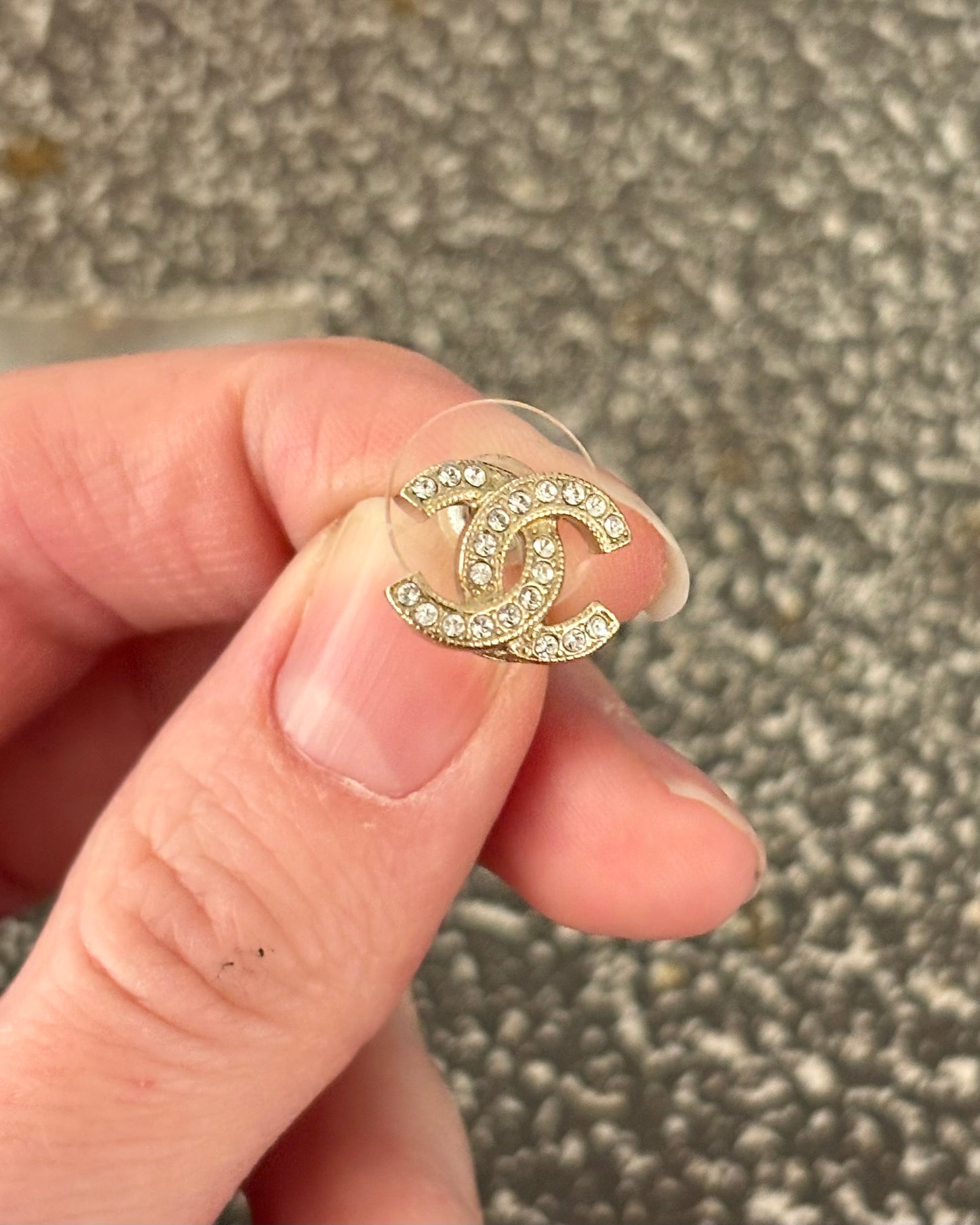 Chanel CC Earrings – Gold-Tone Metal with Stones