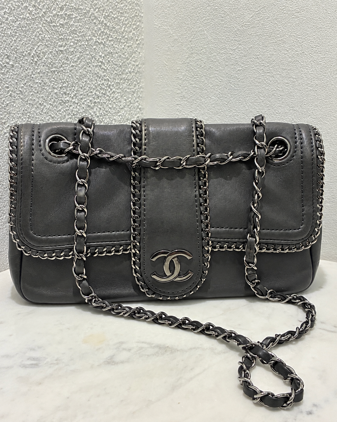 Chanel Madison Flap Bag - Grey Lambskin & Silver Hardware