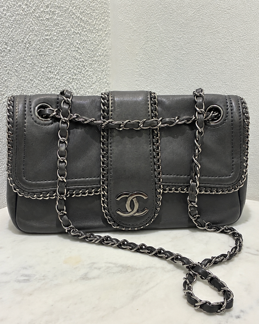 Chanel Madison Flap Bag - Grey Lambskin & Silver Hardware