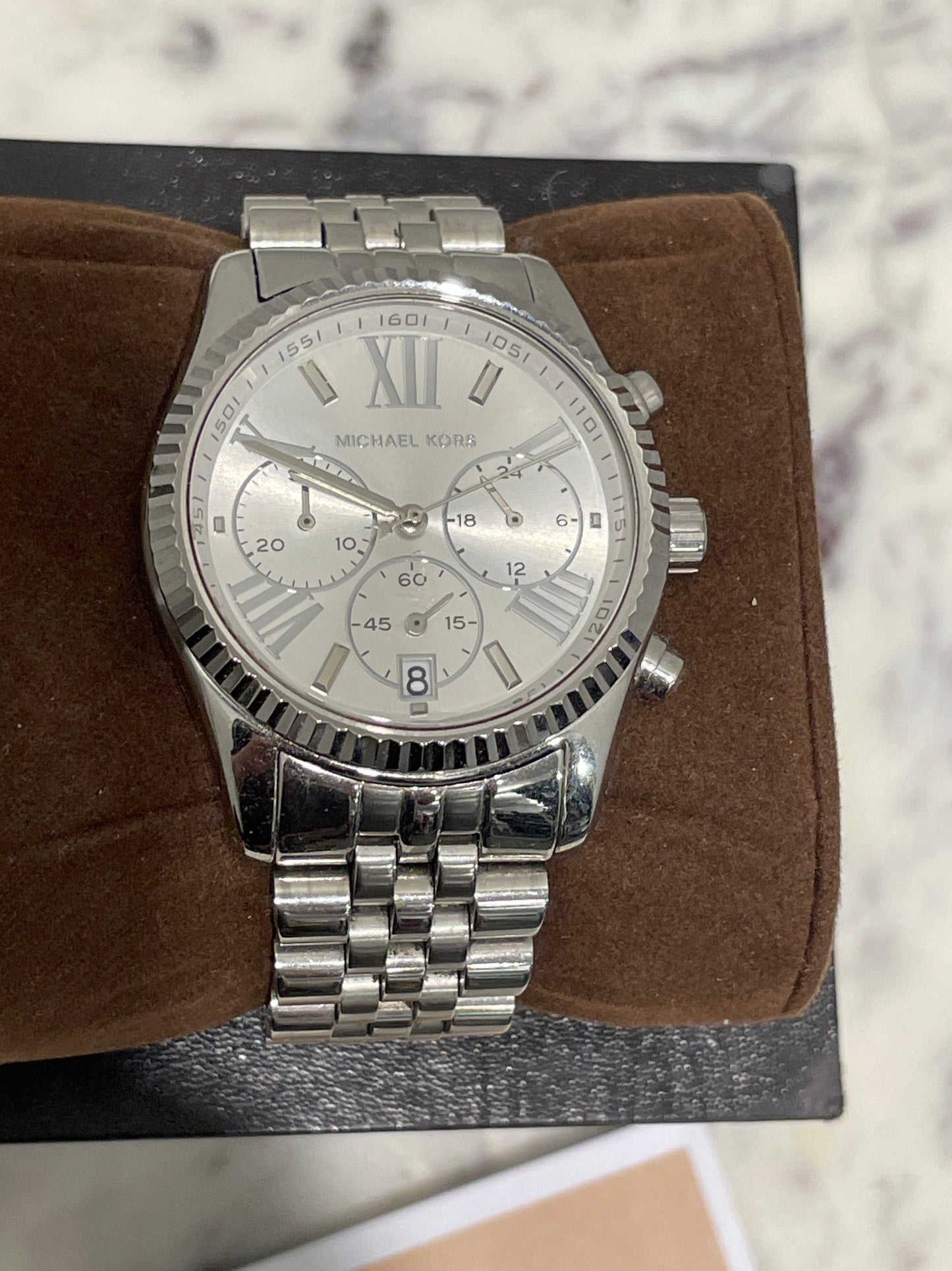 Michael Kors Lexington Chronograph Watch – Silver Stainless Steel