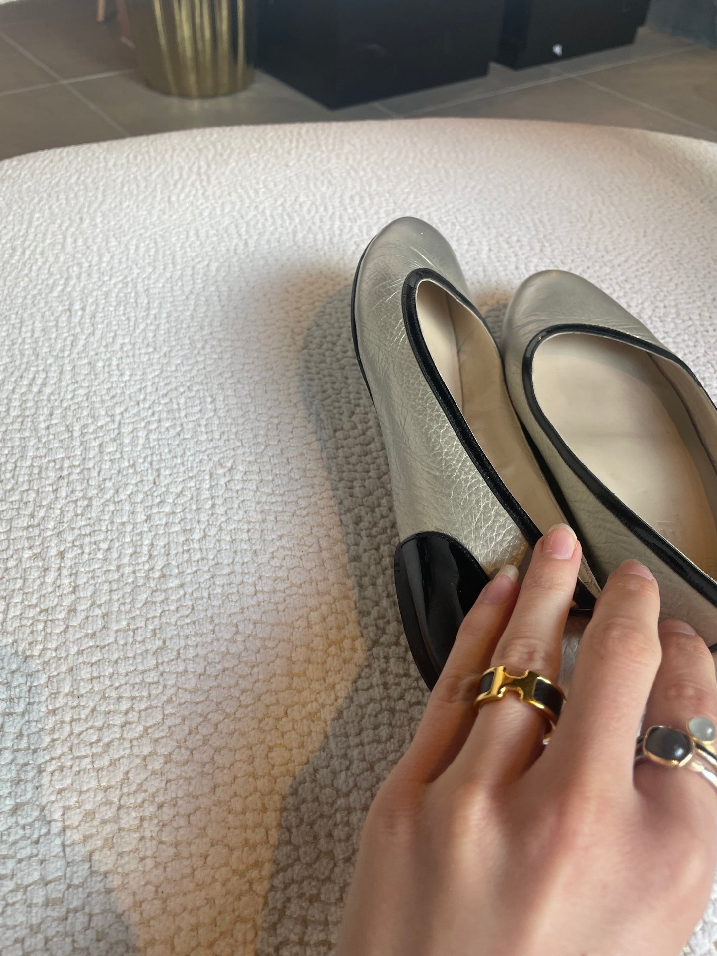 Chanel ballerina - Sølv læder - 38