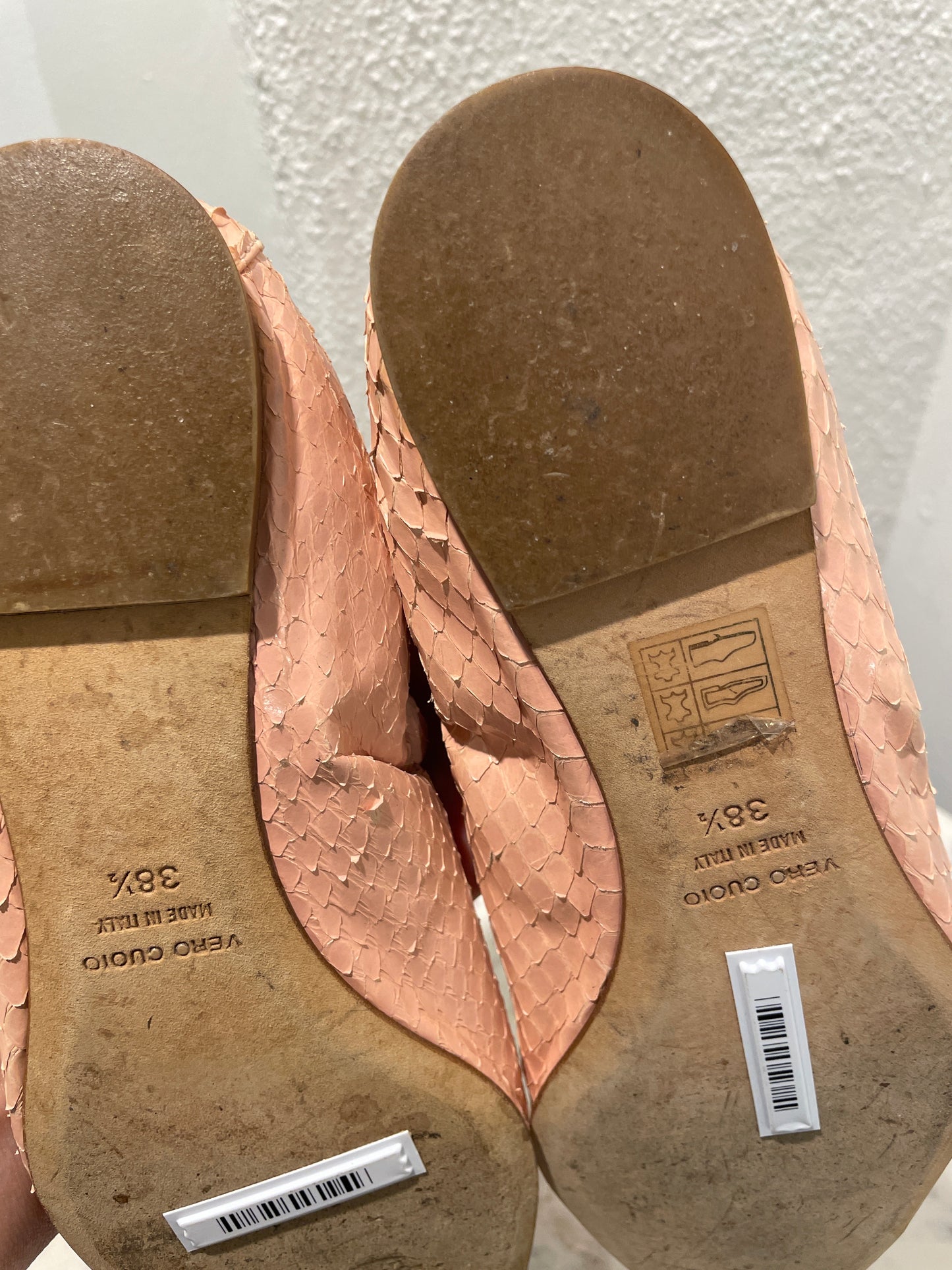 Dolce & Gabbana Pastel Pink Genuine Snakeskin Ballet Flats with Gold Insoles - EU38,5