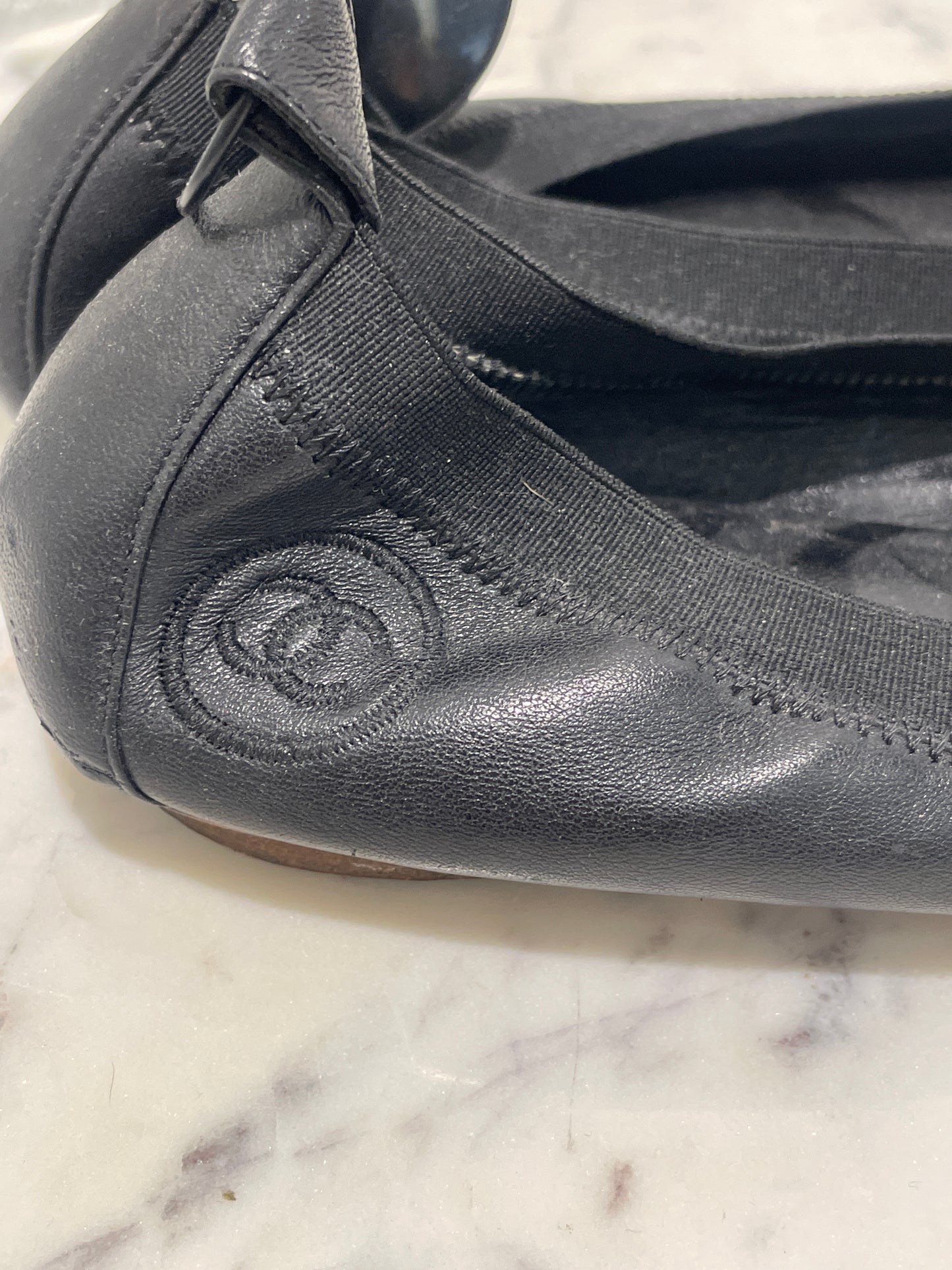 Chanel Ballerinas – Black Leather with Elastic Trim - EU 38