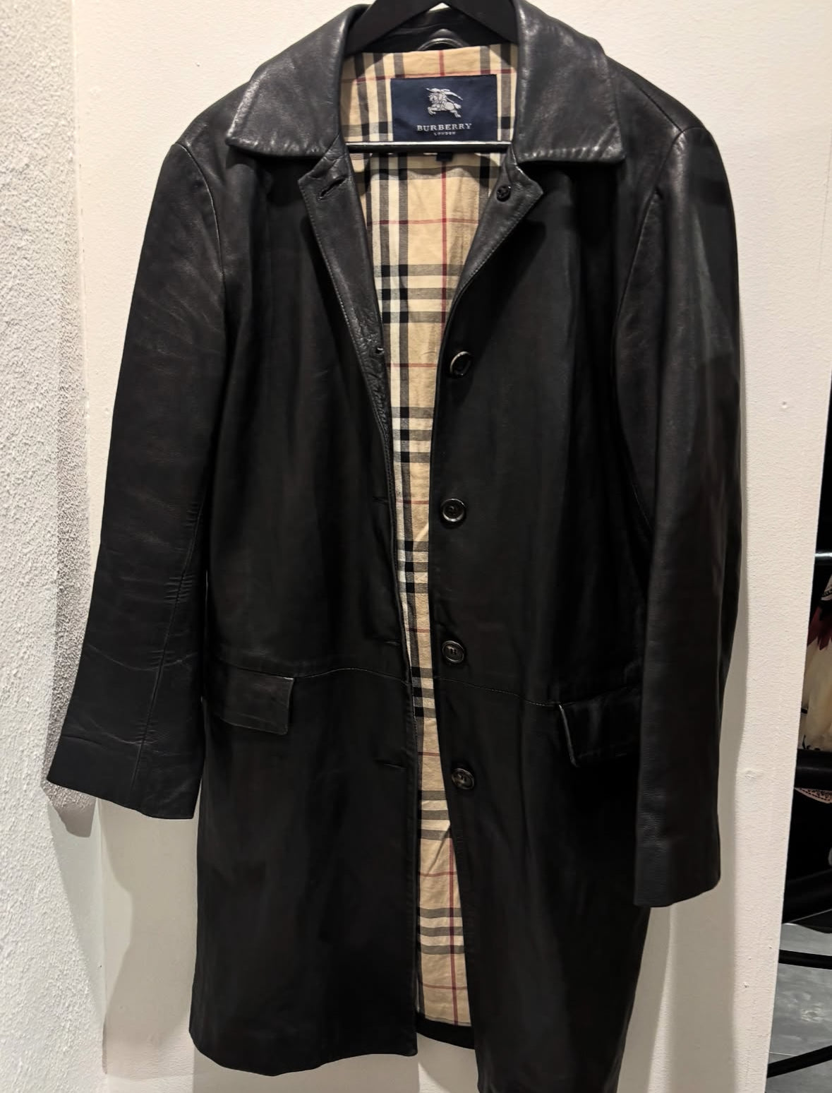 Burberry Leather jacket - Black & Monogram Lining - Size S/M