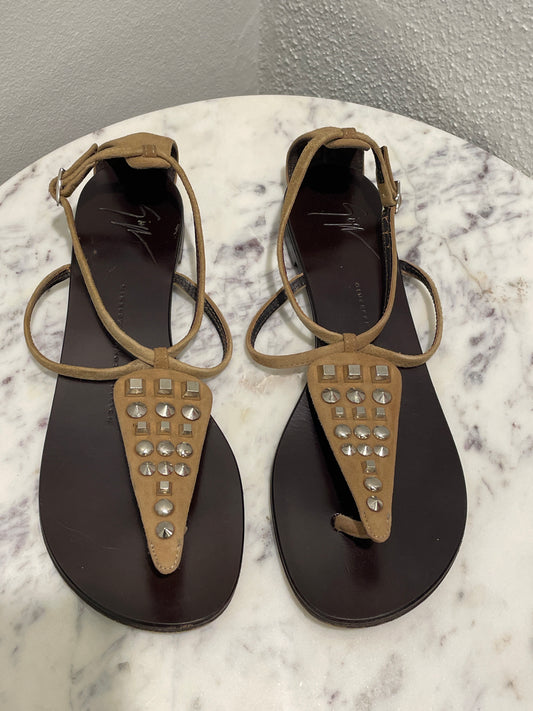 Giuseppe Zanotti - Taupe Suede Studded Sandals - 37,5