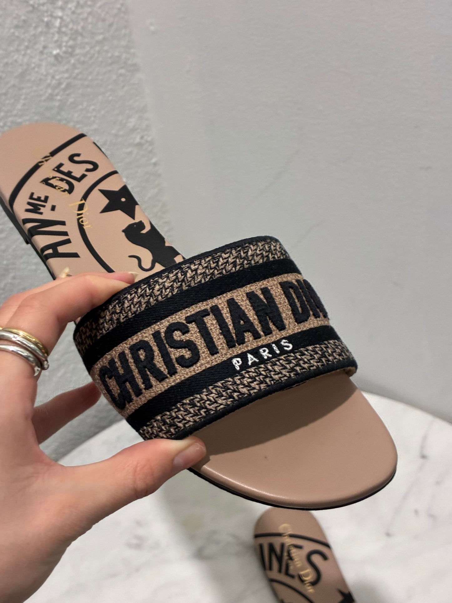 Dior Dway Slides – Nude/Black - Size 40