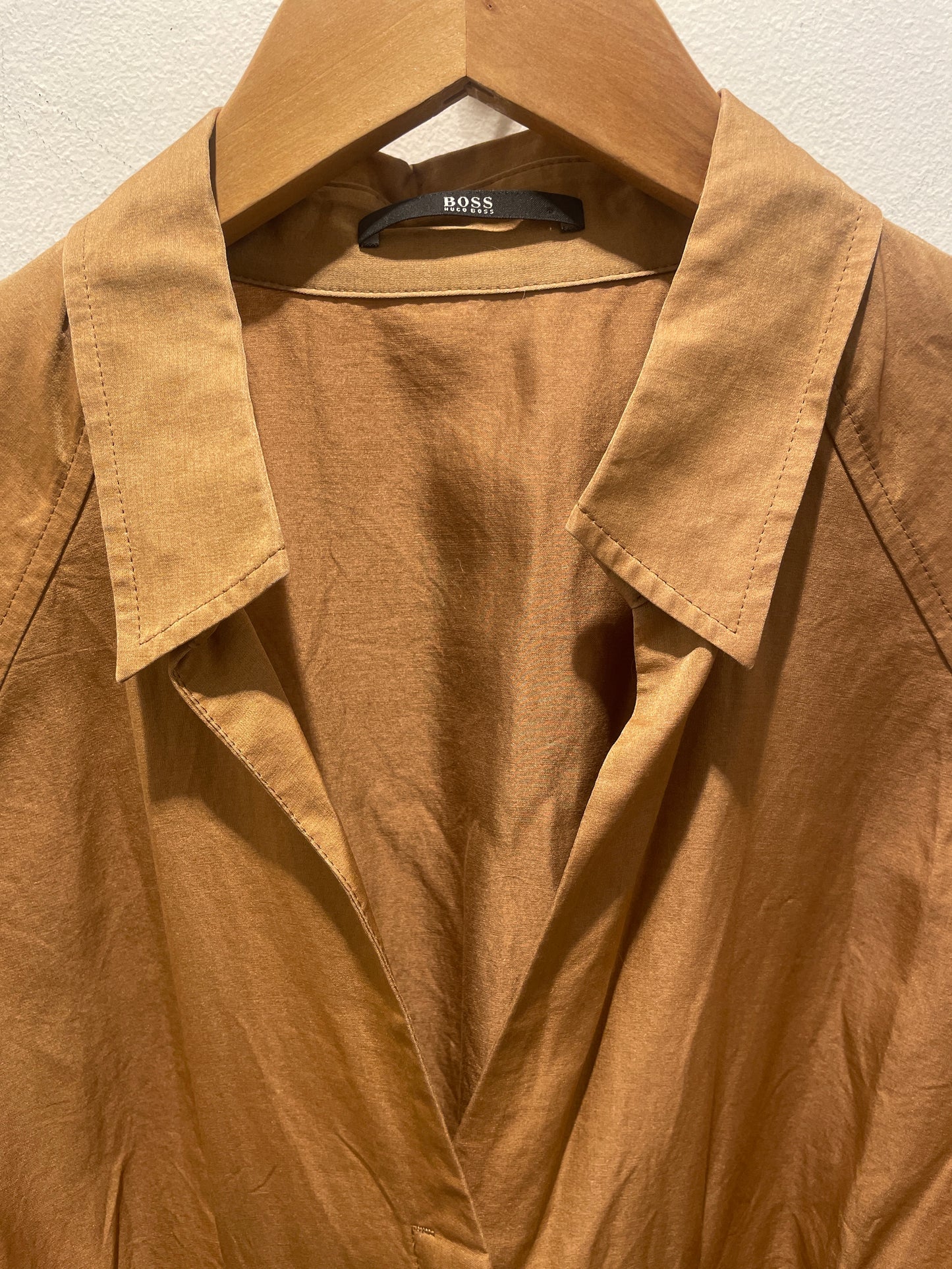 BOSS dress – Camel poplin shirtdress with tie-belt  - M