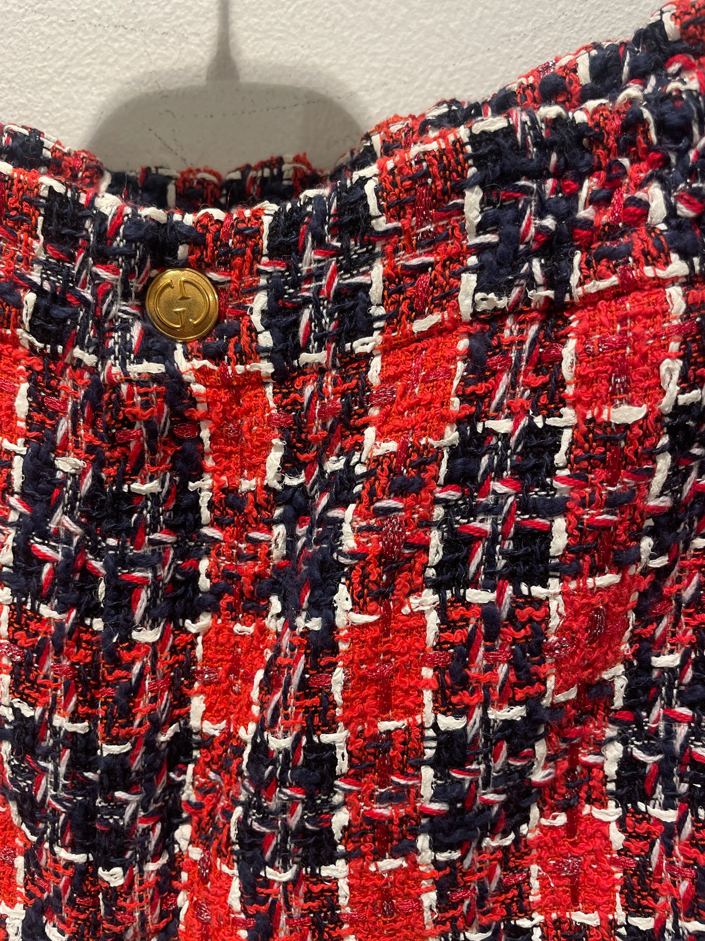 Gucci - Bouclé / tweed shorts - blue / red - S/M - Medinas Wardrobe