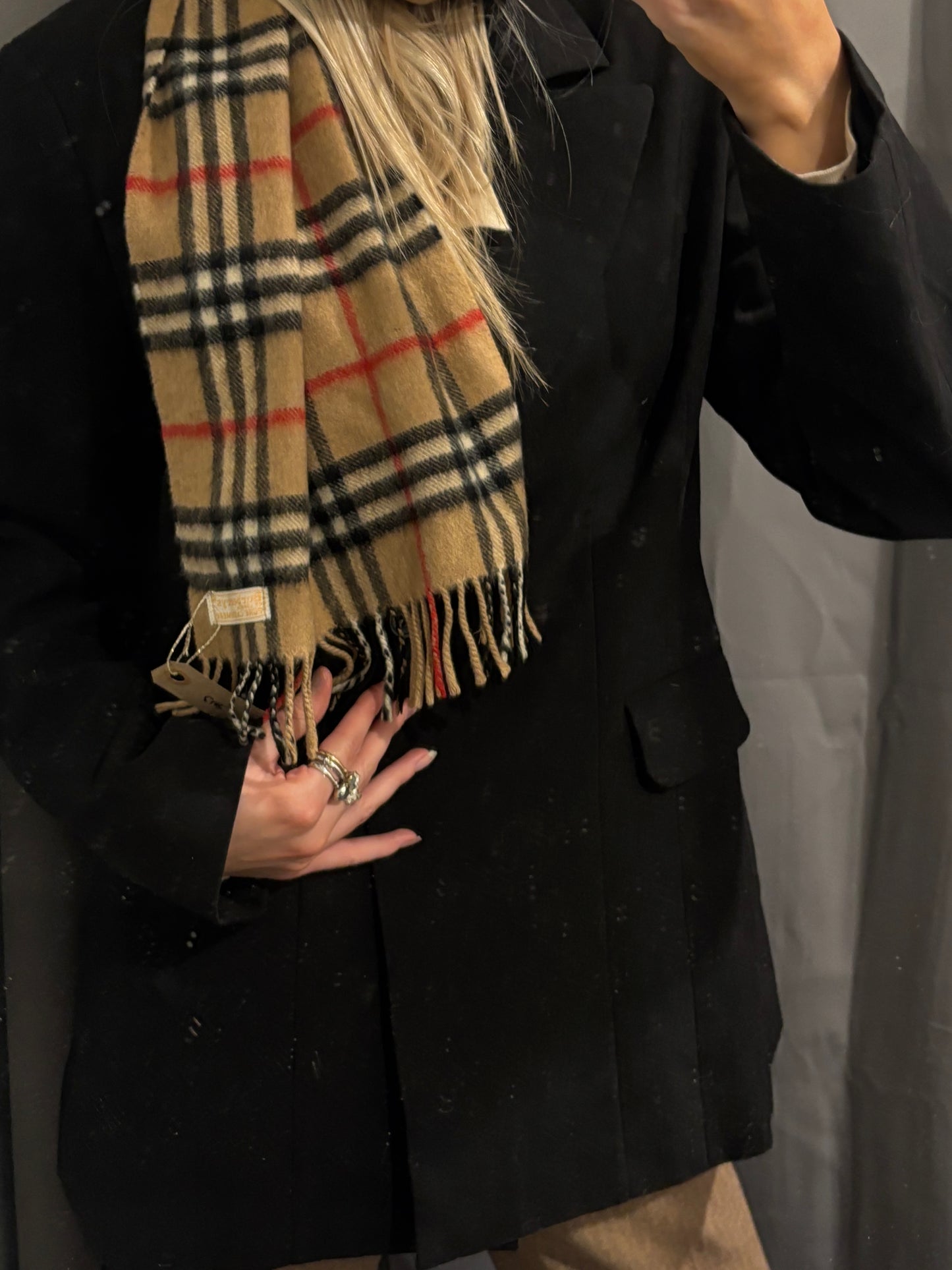 Burberry Cashmere Scarf – Brown, Black & Red