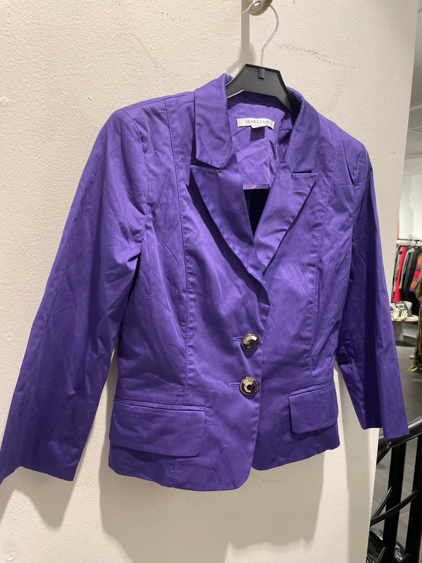 Marella — Tailored Purple Blazer with Faceted Jewel Buttons - EU 34