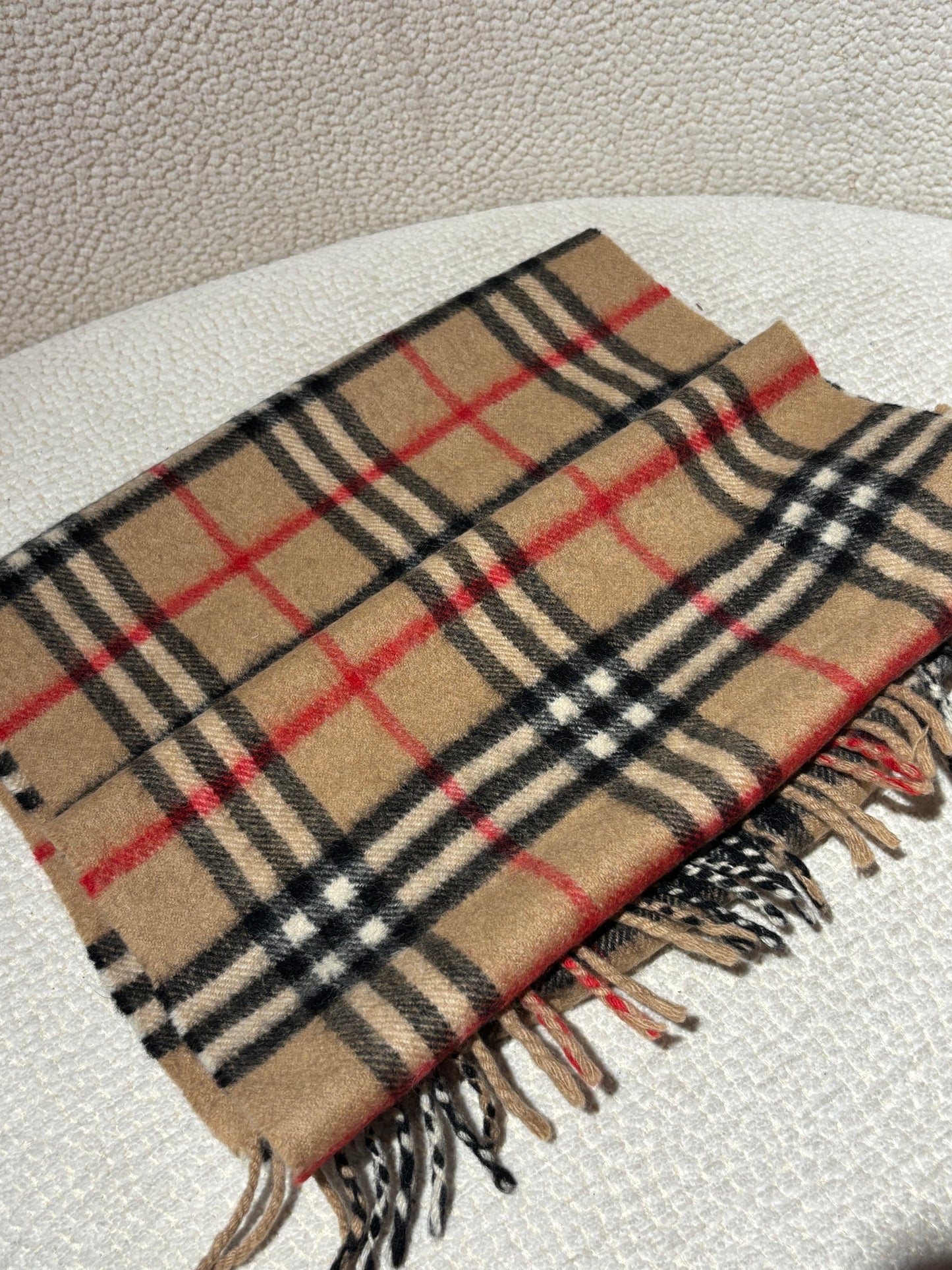 Burberry Cashmere Scarf – Brown, Black & Red