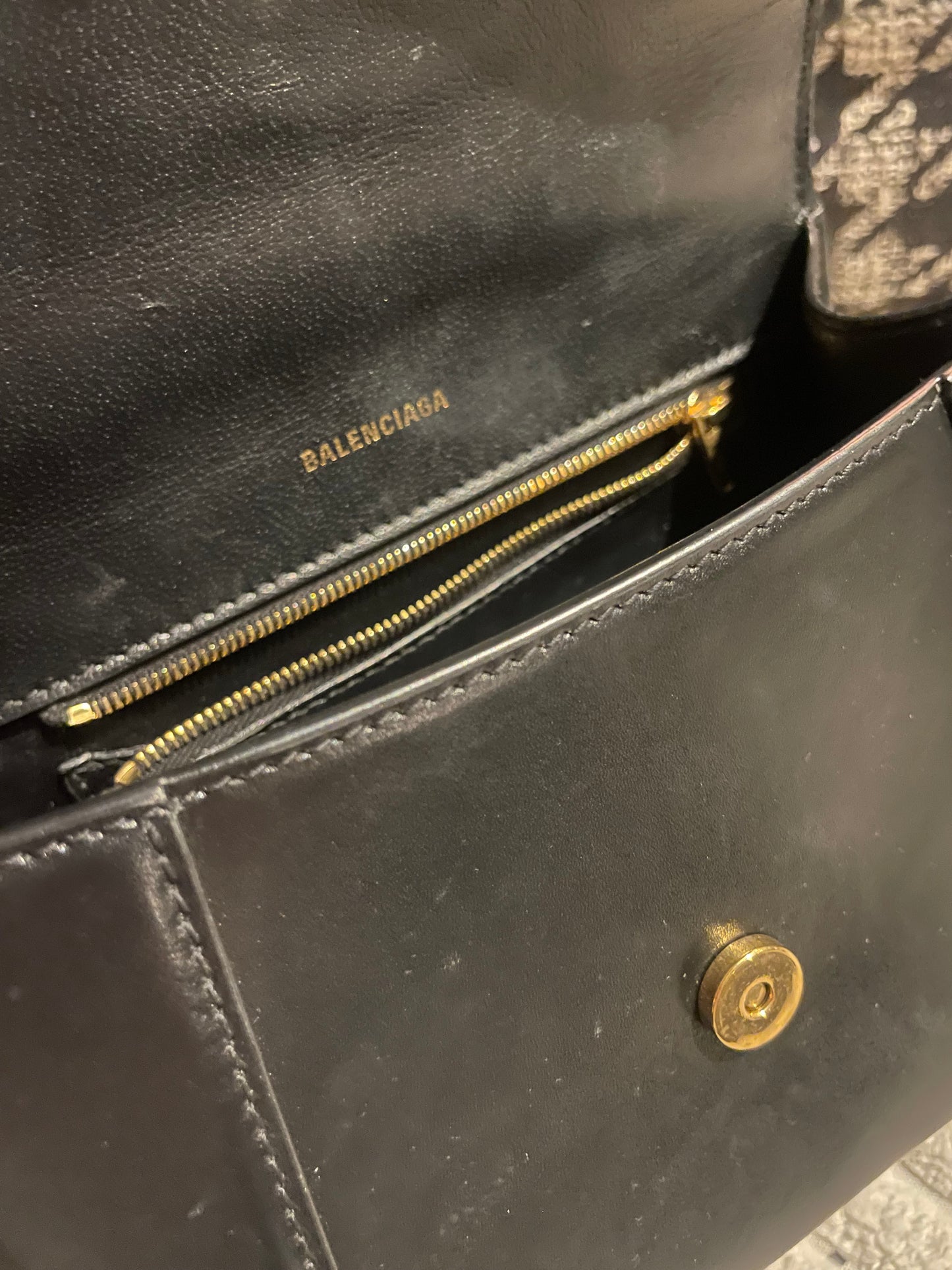 Balenciaga Hourglass taske - Sort med guld