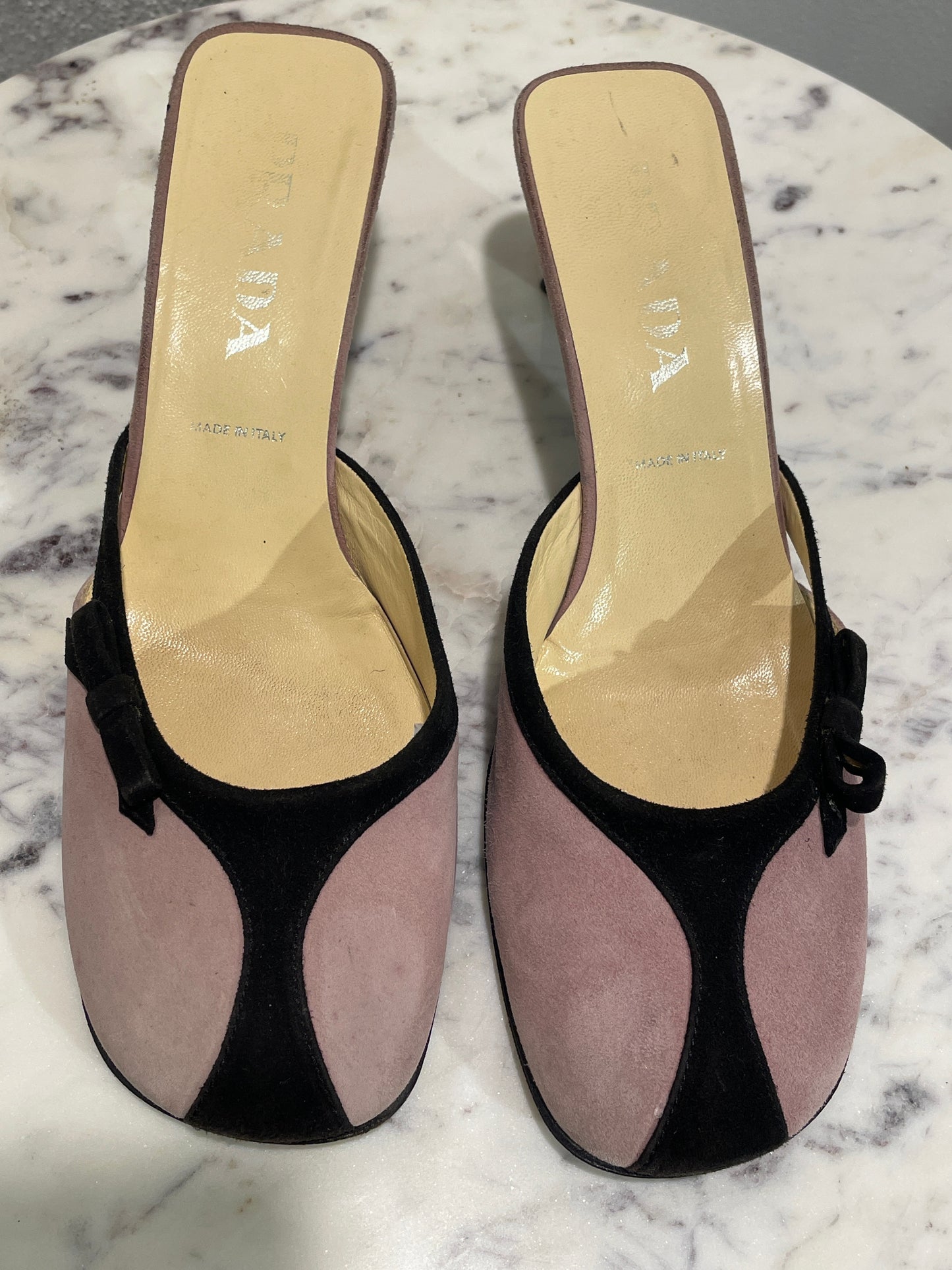 Prada Mule Heels – Old rose & black suede - EU 38,5