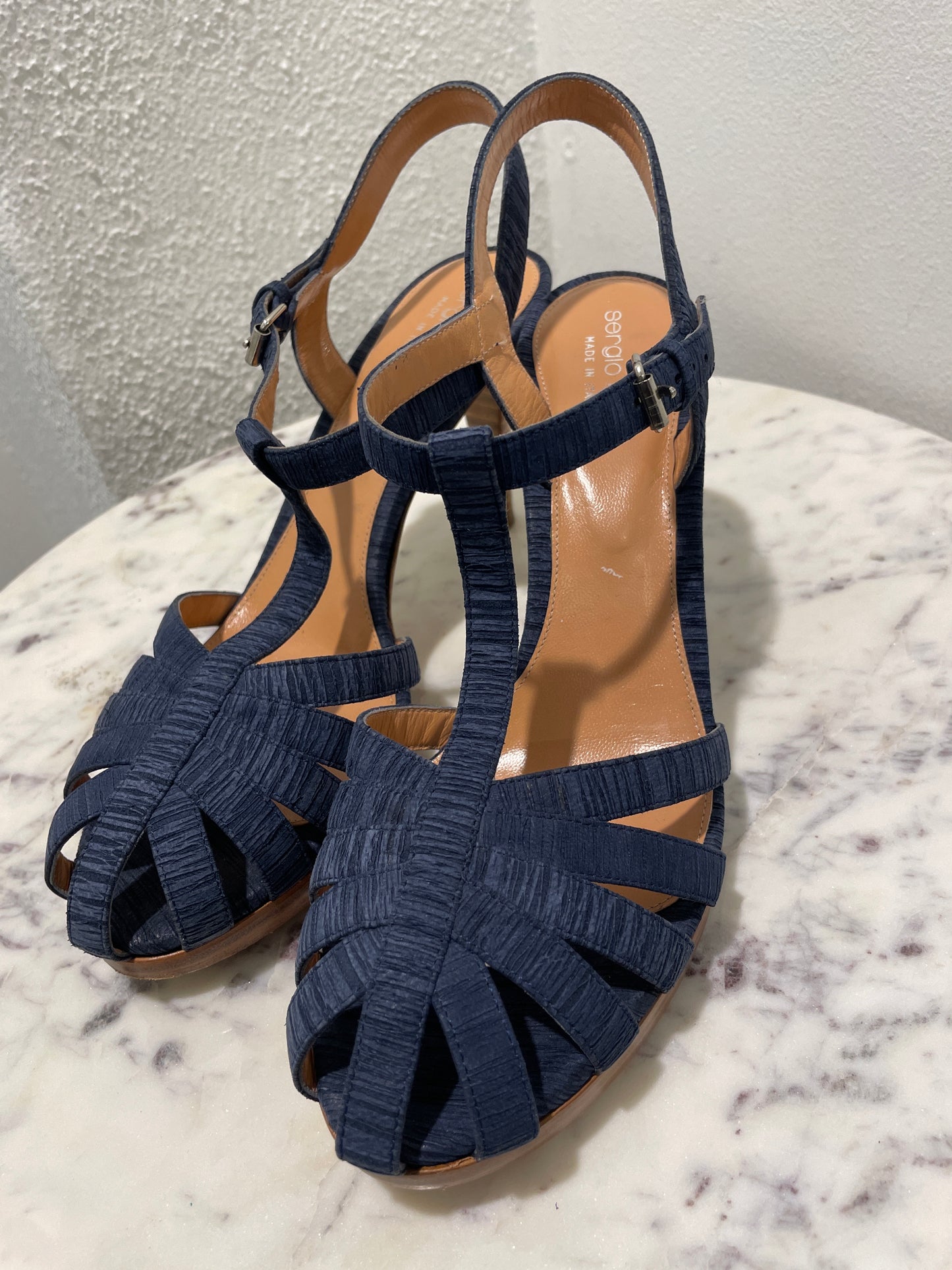 Vintage Sergio Rossi Suede Strappy Platform Sandals - 38,5
