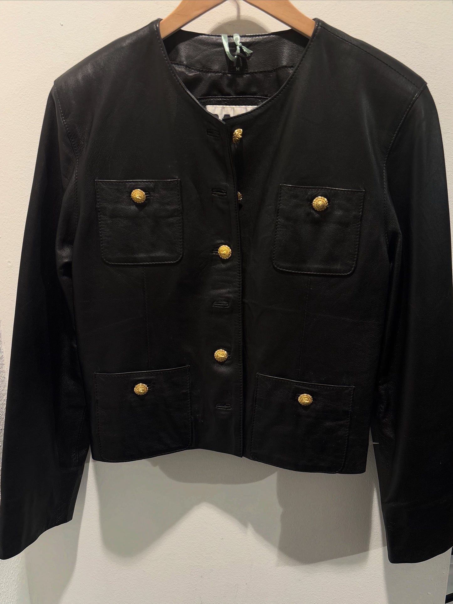 Genuine Leather Jacket - New & with Gold Buttons - M