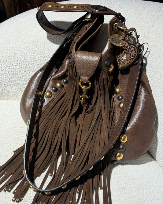 Gucci Fringe Bag – Suede & Leather with Stud Details