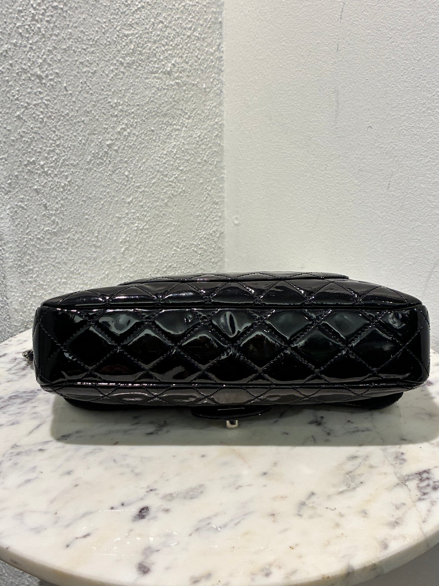 Chanel Medium Single Flap – Black Patent Leather & Silver Hardware